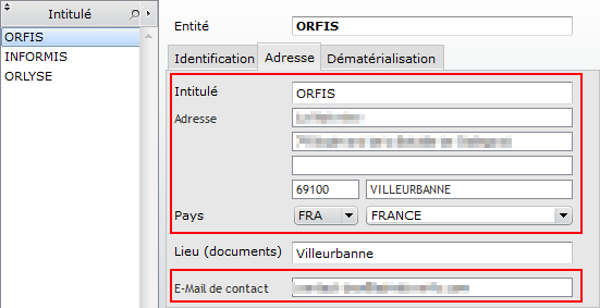 Config entité