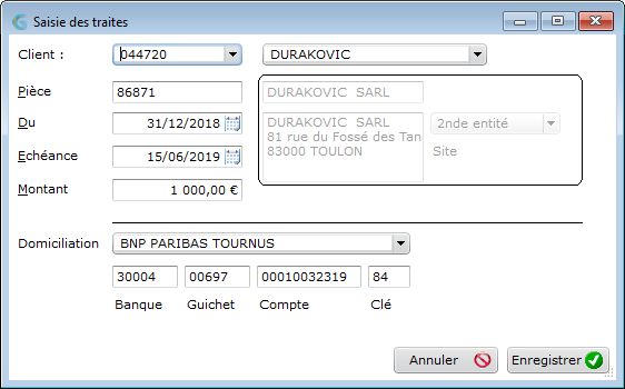Saisie LCR