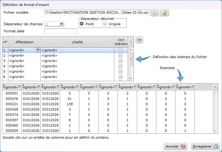 Format d'import Format d'import