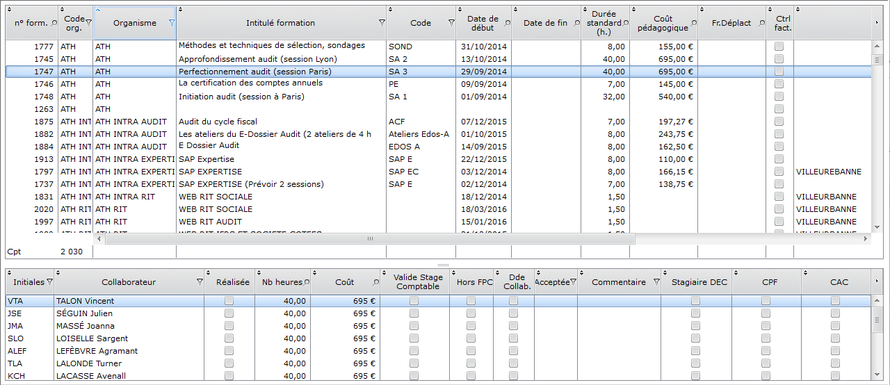 Liste des formations Liste des formations