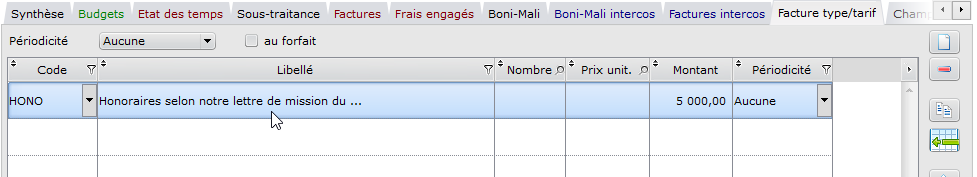 Facture type / tarif