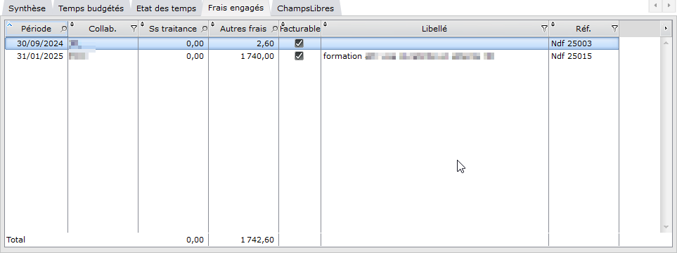 Frais engagés