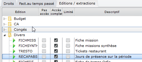 Droits d'accès