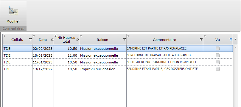 Commentaires liste Commentaires liste